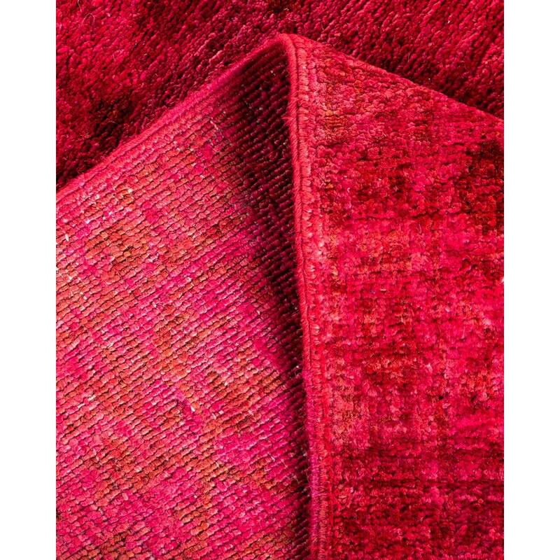 Overton Hand Knotted Wool Vintage Inspired Modern Contemporary Overdyed Pink Runner Rug - 3' 2" x 15' 6"