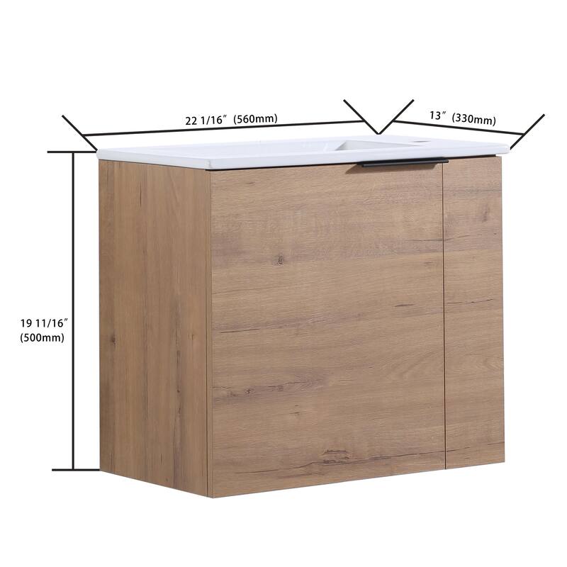 Beingnext 22" Small Bathroom Vanity with Sink, Floating Bathroom Vanity with Soft Close Door