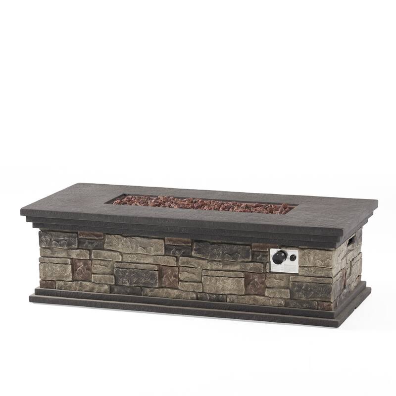 Chesney Outdoor 50,000 BTU Lightweight Concrete Rectangular Fire Pit (No Tank Holder) by Christopher Knight Home