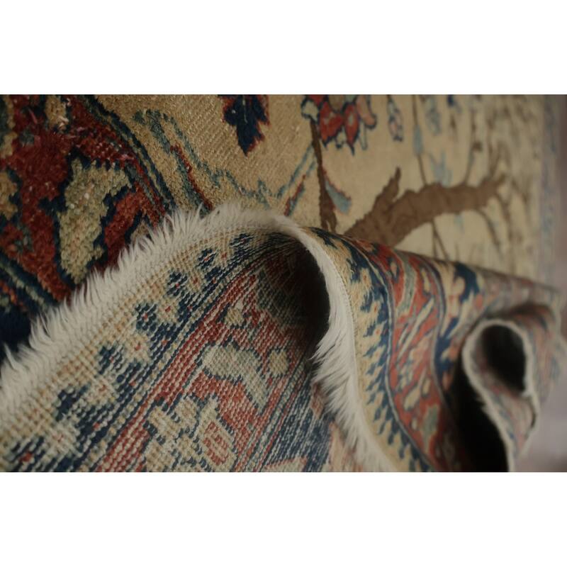 Hand Knotted Oriental 100% Wool Carpet Traditional Floral Beige & Ivories Tabriz (100% Vegetable Dye) Area Rug