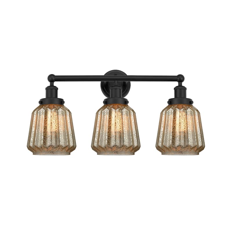 Innovations Lighting 616-3W-10-25 Chatham Vanity Chatham 3 Light 25" - Matte Black / Clear