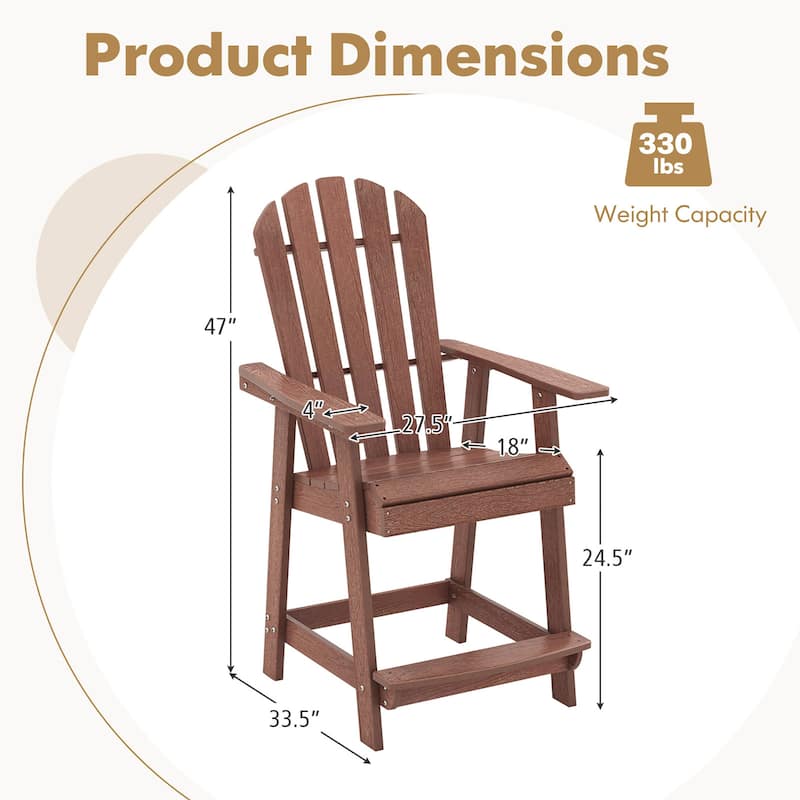 Gymax 2 PCS Bar Stool HDPE Patio Chair w/ Armrest Footrest Home Indoor