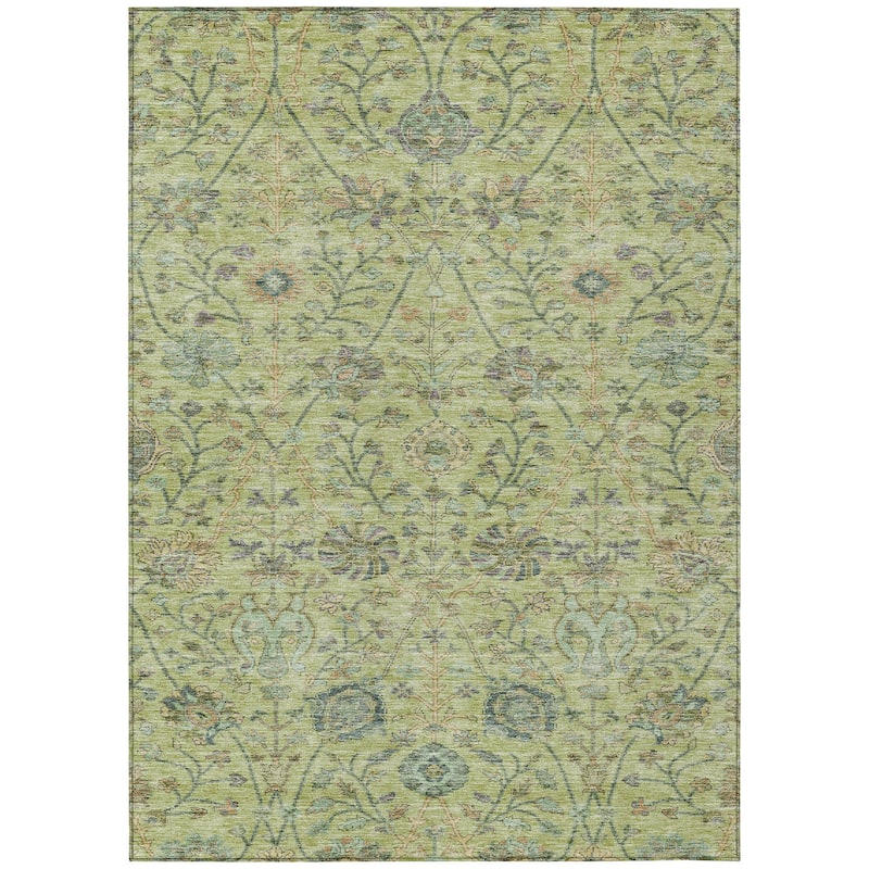 Machine Washable Indoor/ Outdoor Traditional Kashan Chantille Rug