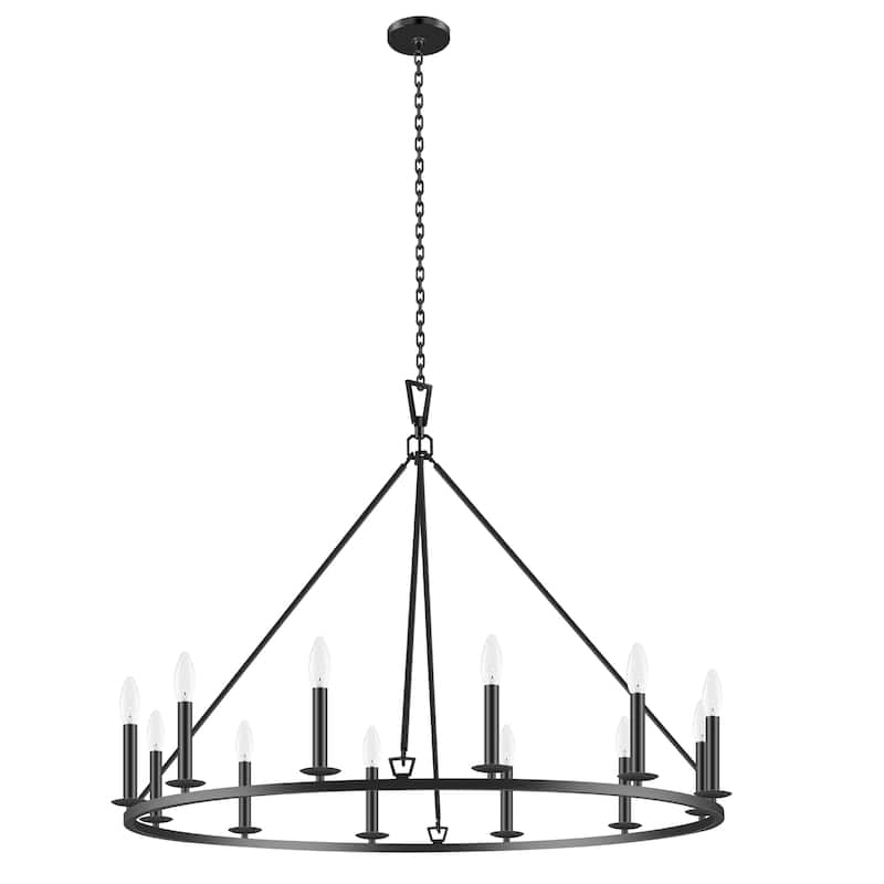 KAWOTI 12 - Light Dimmable Wagon Wheel Chandelier