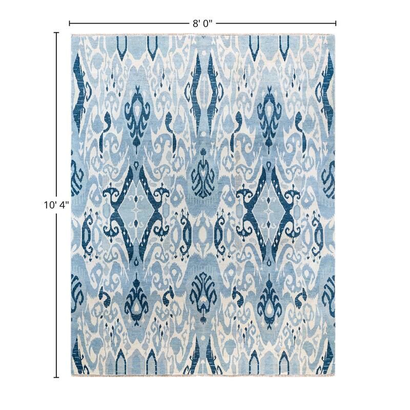 Ikat One-of-a-Kind Hand-Knotted Area Rug, Blue - 8' 0" x 10' 4"
