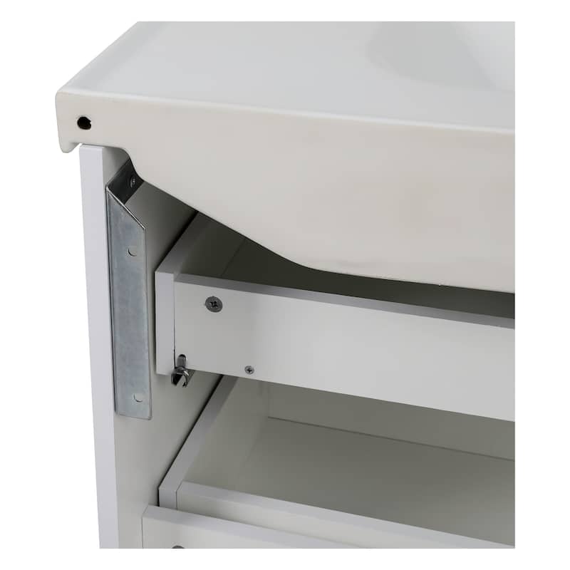 Modern Wall-Mounted Bathroom Vanity with Washbasin Niagara White High Gloss Non-Toxic MDF-24"-Diamond 32"