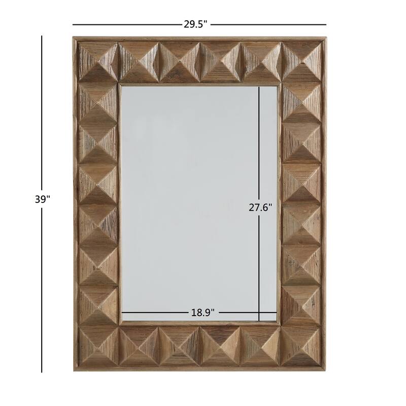 Finn Rectangular Reclaimed Wood Geometric Faceted Wall Mirror by iNSPIRE Q Artisan
