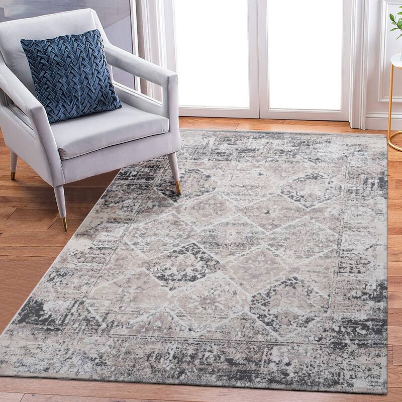 PAYAS Collection Cream / Anthracite / Traditional Non-Shedding Area Rug