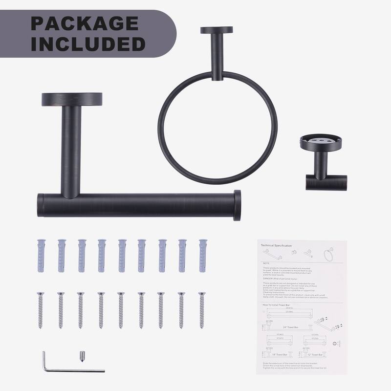 WOWOW 3-Piece Bath Hardware Set with Mounting Hardware