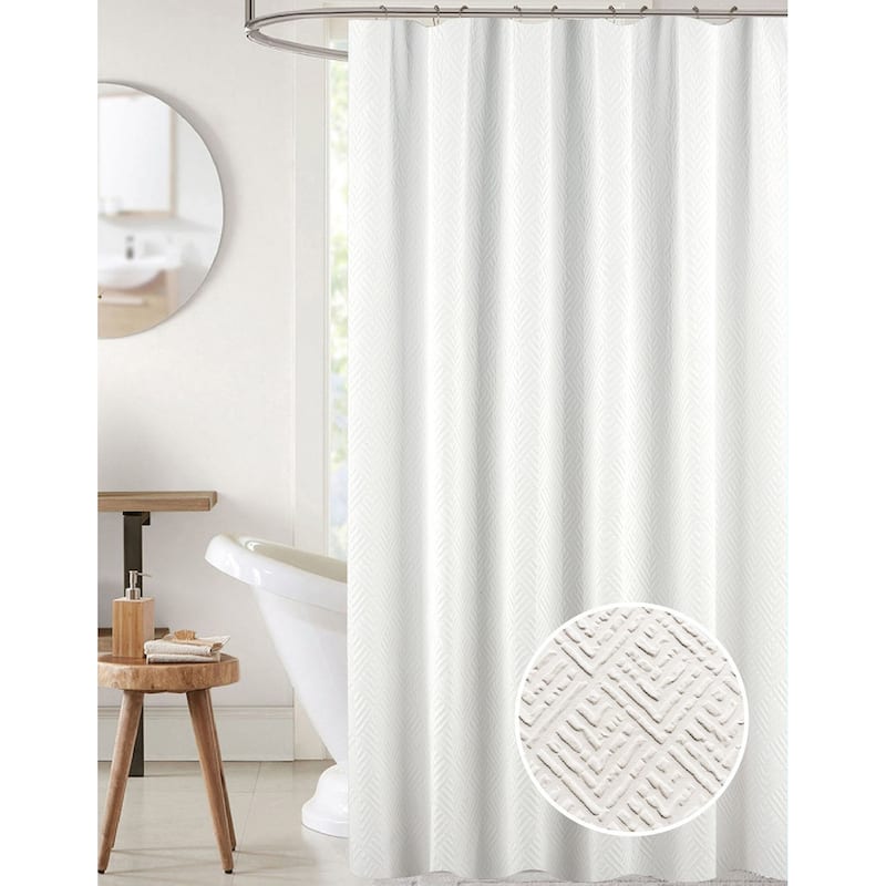 Maggie Embossed Solid Shower Curtain - White