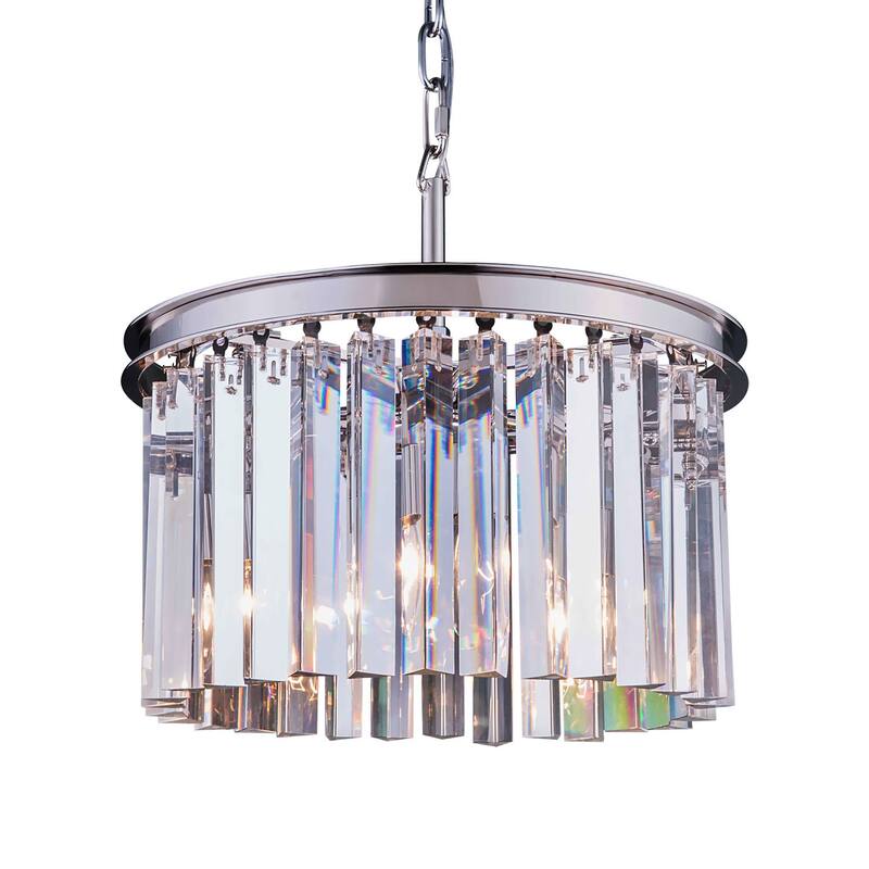 Clear Crystal Prism 3 Light 16" Polished Nickel Chandelier - 10.50