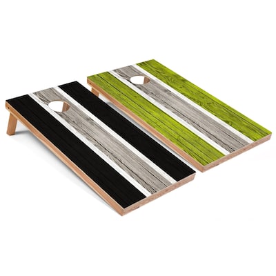 Black and Lime Striped Regulation 2x4 Cornhole Board Set