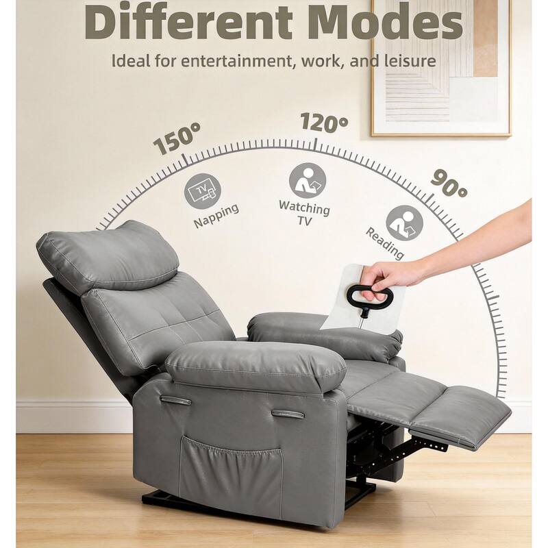360° Swivel Manual Recliner Chair, with Massage & Remote Control