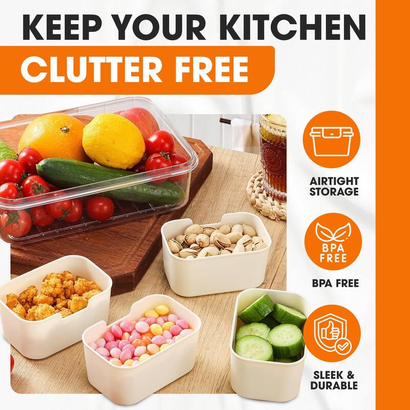Cheer Collection 4 Compartment Airtight Food Container With Removable Baskets - Small