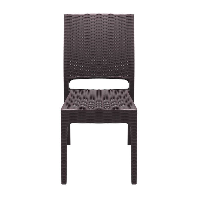 34" Brown Patio Wickerlook Stackable Dining Chair