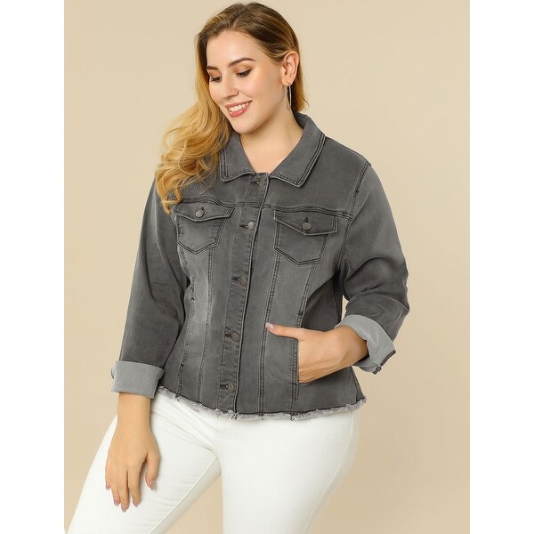 plus size grey denim jacket