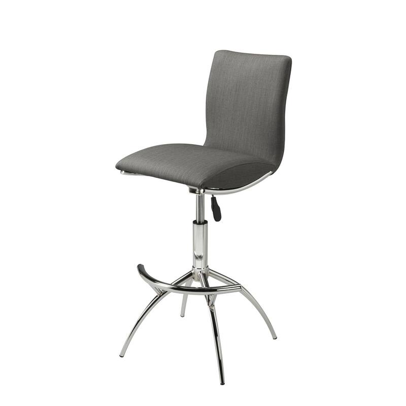Modern Barstool Leatherette/Chrome Adjustable Height In Black Color