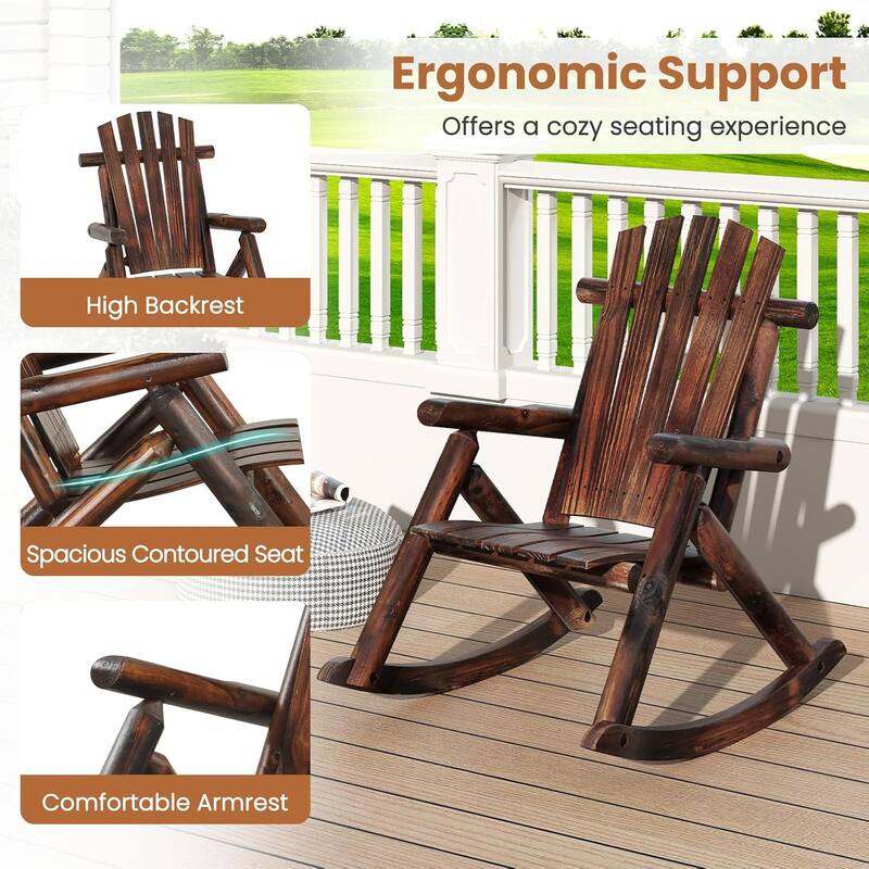 1 /2 PCS Outdoor Wooden Rocking Chair Adirondack Porch Rocker