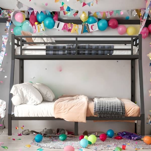 slide 2 of 12, Metal Full XL over King Bunk Bed Black