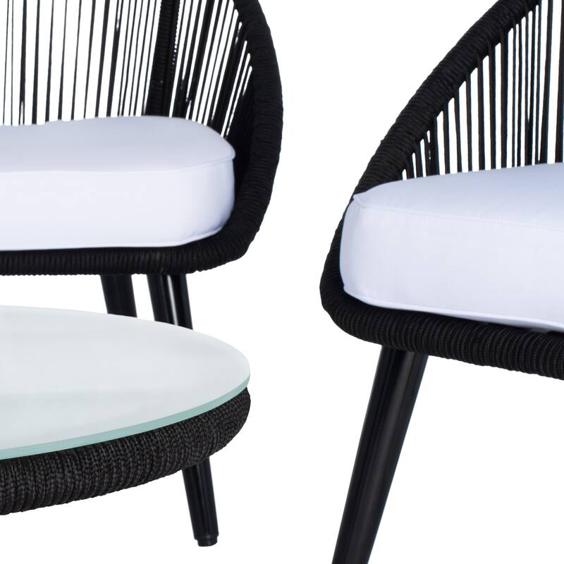 SAFAVIEH Outdoor Morena 4-Piece Conversation Patio Set - 54W x 34D x 24H