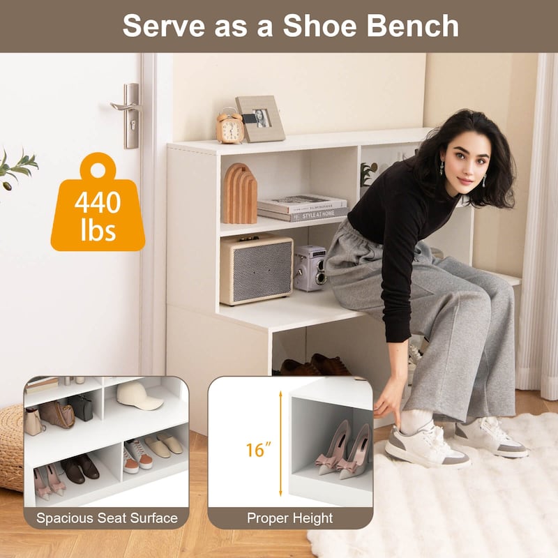 Costway Entryway Shoe Cabinet 2-in-1 Storage Cabinet & Shoe Bench - See Details