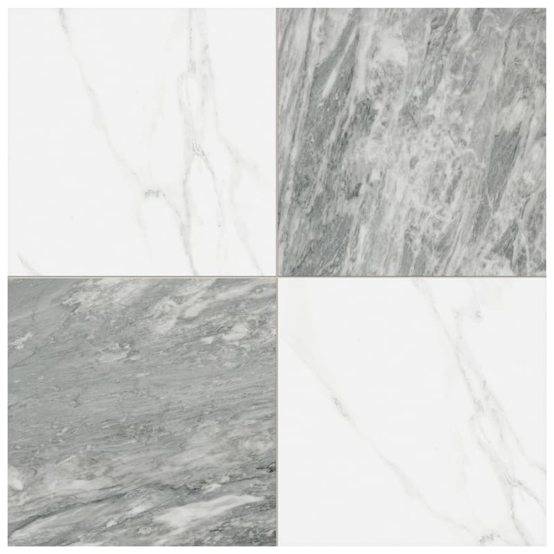 Merola Tile Marbilia Chess Bardiglio 17-3/8" x 17-3/8" Porcelain Floor and Wall Tile