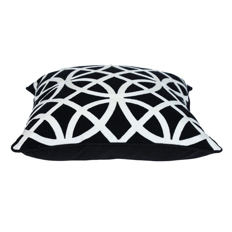 Geometric Circle Square Cotton Throw Pillow - 20" - Black and White