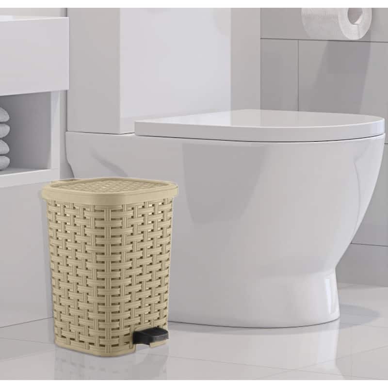 Superio Rattan Step On Trash Can with Removable Liner - 6L - Beige