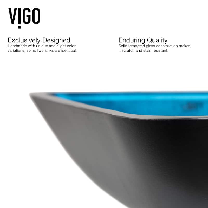 VIGO Donatello 18"L x 13"W x 4"H Glass Rectangular Vessel Bathroom Sink