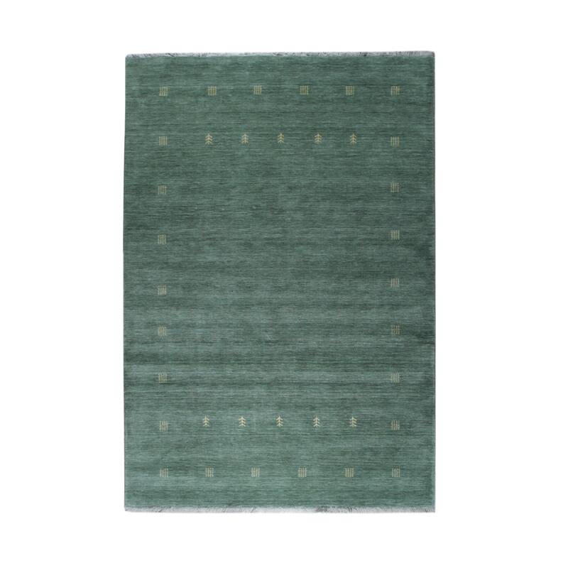 Hand-Knotted Wool Green Contemporary Transitional Rug - Modern Elegance and Timeless Craftsmanship
