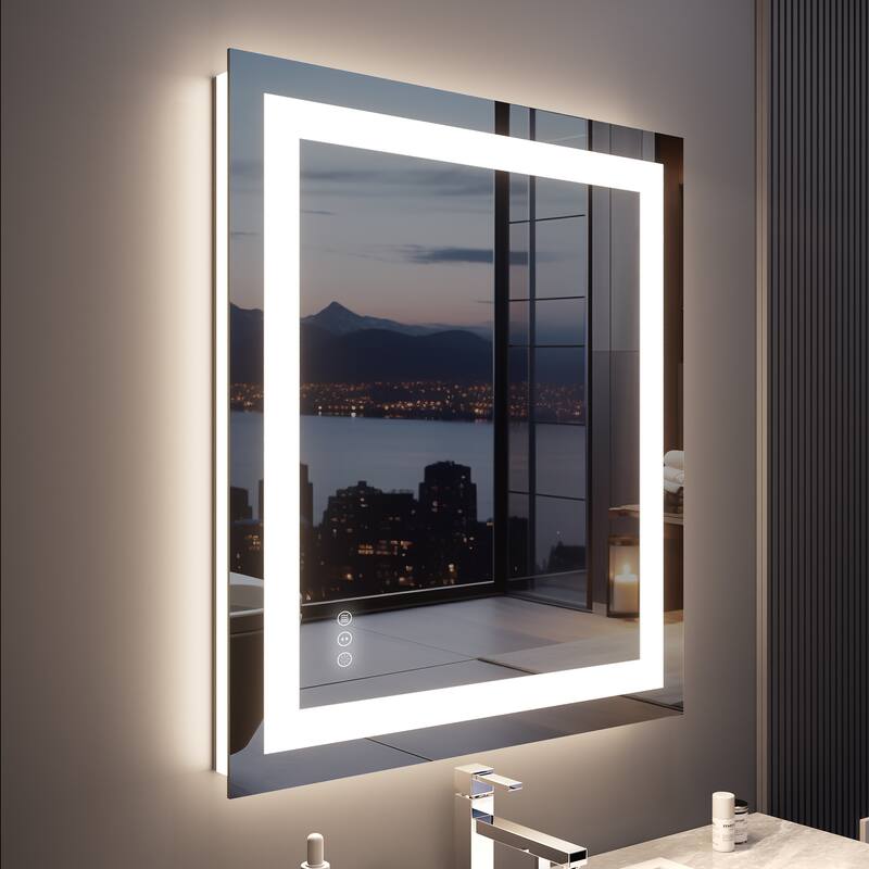 QuivaraView LED lights Frameless Wall Mounted Bathroom Vanity Mirror