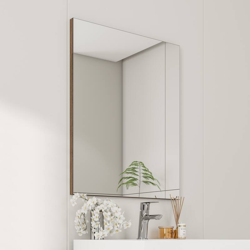 Eviva Sax 24" x 30" Rectangular Rosewood Metal Framed Mirror