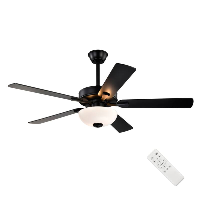 52-in Matte Black/Brushed Nickel/White 5-Blade Indoor Reversible Ceiling Fan with LED Light and Remote Control - 52 inch