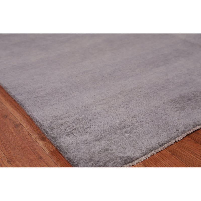 Vegetable Dye Solid Gabbeh Persian Large Rug Hand-Knotted Wool Carpet - 10'8" x 13'10" - 10'8" x 13'10" - Grey