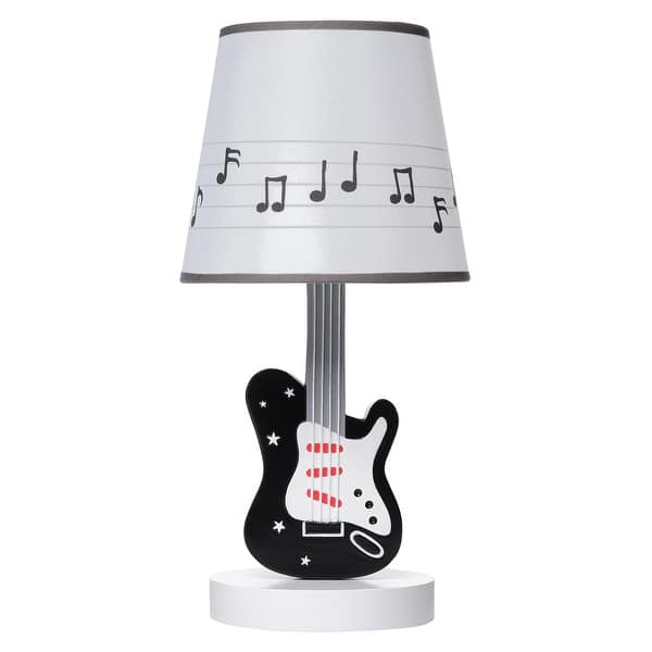 slide 2 of 7, Lambs & Ivy Rock Star Guitar Lamp with White Musical Notes Shade & Bulb