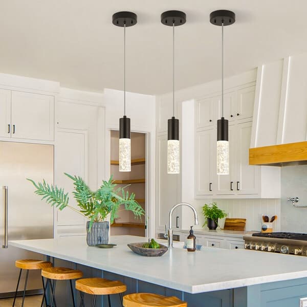 Modern LED Mini Pendant Light Crystal Bubble Glass Hanging Ceiling