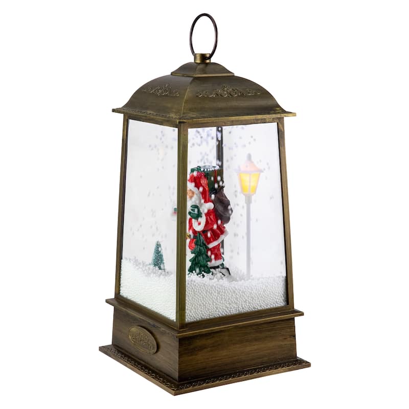 13.5" LED Lighted Snowing Musical Santa Christmas Lantern