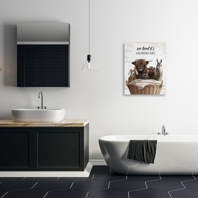Stupell Herd It's Laundry Day Animals Canvas Wall Art Design By Lettered and Lined