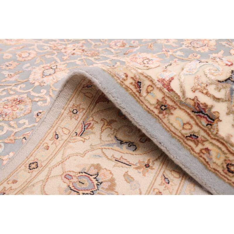 ECARPETGALLERY Hand-knotted Mirzapur Light Blue Viscose, Wool Rug - 5'7 x 7'10