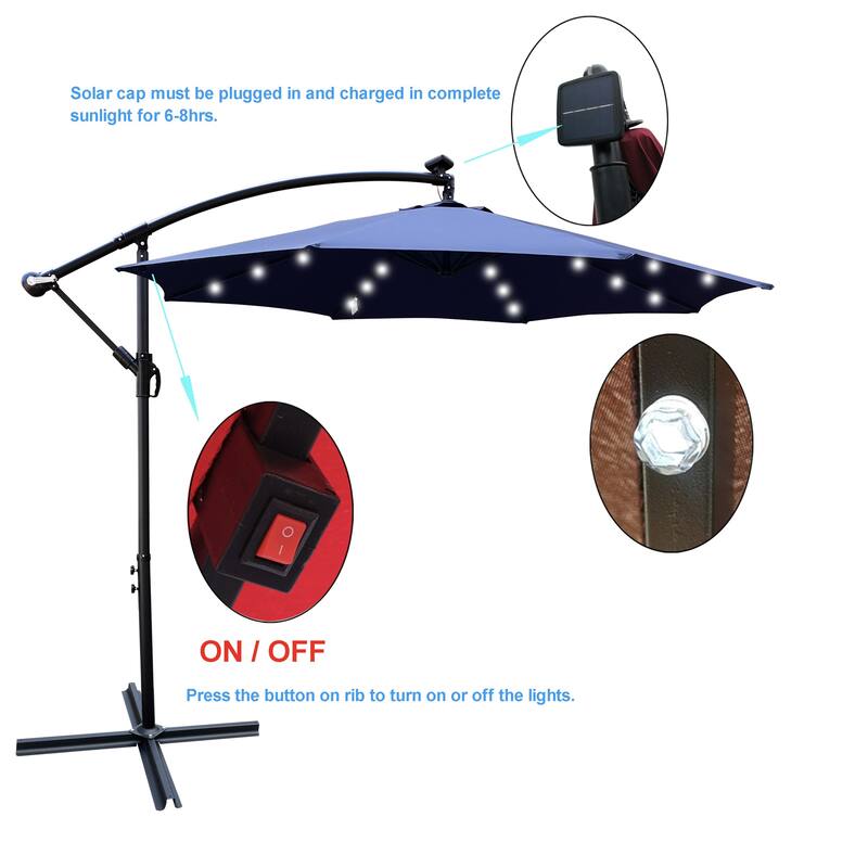 Waterproof 10 ft Market Umbrella with LED Lights