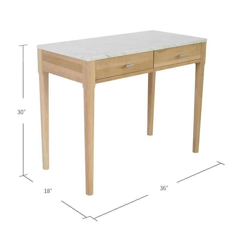 Meno 36" Rectangular Italian Carrara White Marble Console Table with Legs