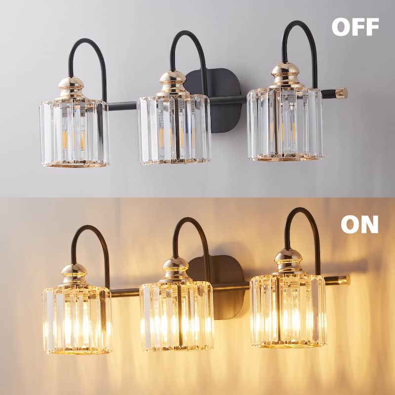 ExBrite Modern Rose Gold 1/2/3/4/5-light Bathroom Dimmable Crystal Vanity Lights Wall Sconces