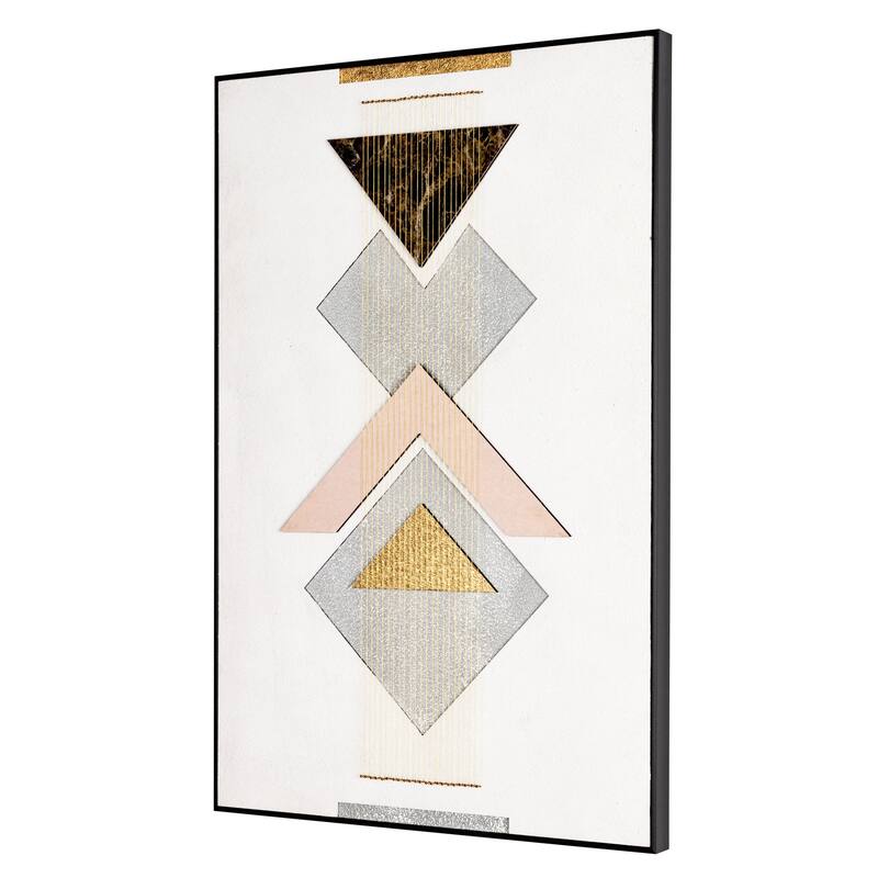 HomeRoots Gray Mod Geometric Black Shadowbox Frame Textual Art Wall Art