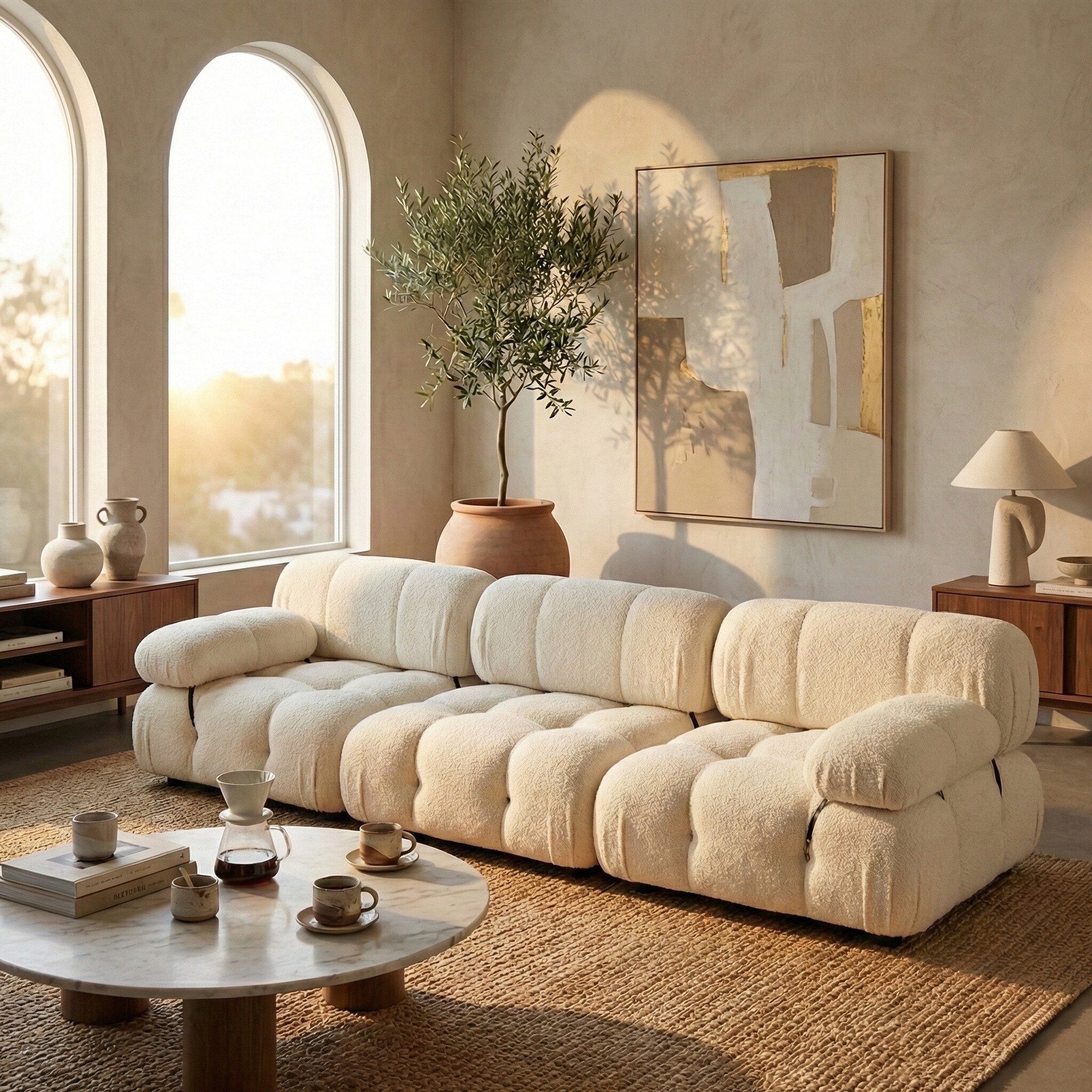 SAFAVIEH Ellamaria Curvaceous Tufted Sofa, 113