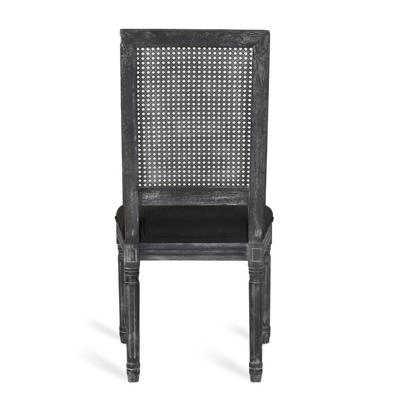 French Dining Chairs Set of 2, Rattan Farmhouse Upholstered Dining Chairs with Backrest and Wood Frame for Living Room, Kitchen