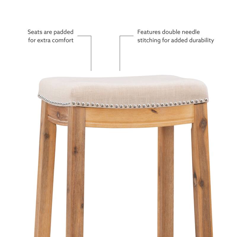 3-Piece Bar Table and Padded Stool Set - 47.25" - Beige and Brown