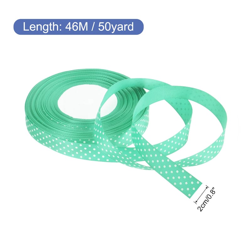 Grosgrain Ribbons with Dots Ribbon Bow Decoration - Green Blue - 50 Yards 3/4 Inch