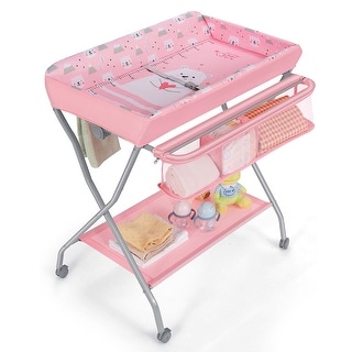 Baby Changing Table Folding Diaper Changing Station w/ Safety Belt & - See Details