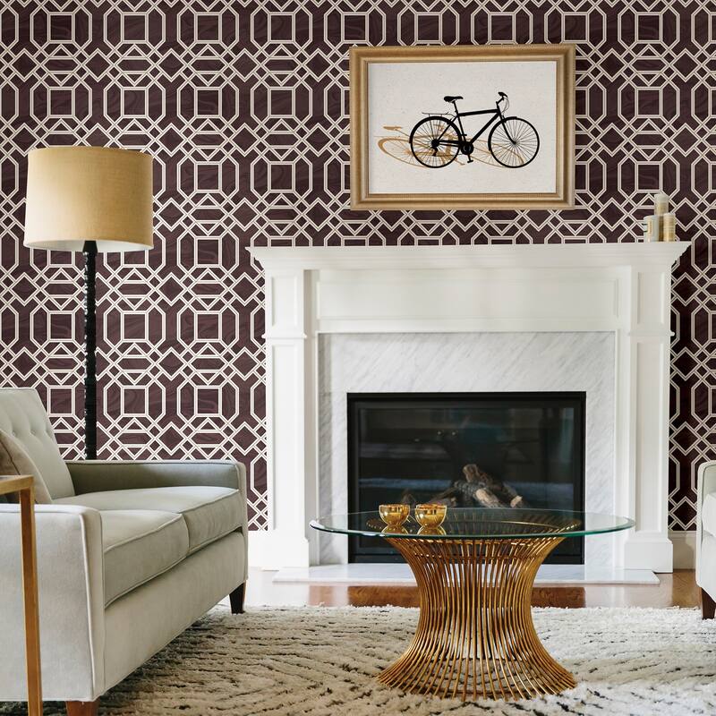 A-Street Prints Daphne Maroon Trellis Wallpaper