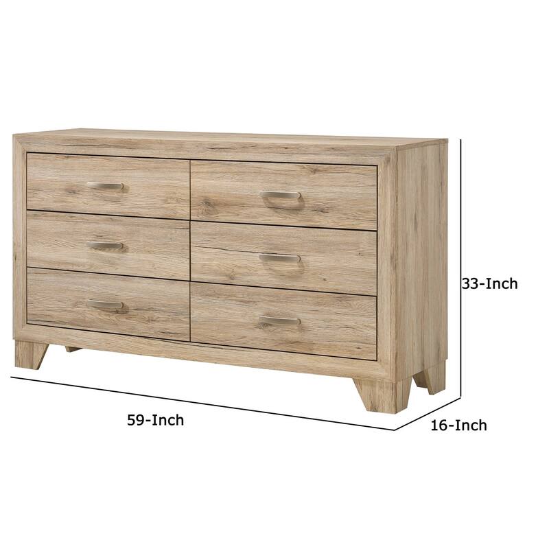 Wooden Nightstand with 6 Storage Drawers, Brown
